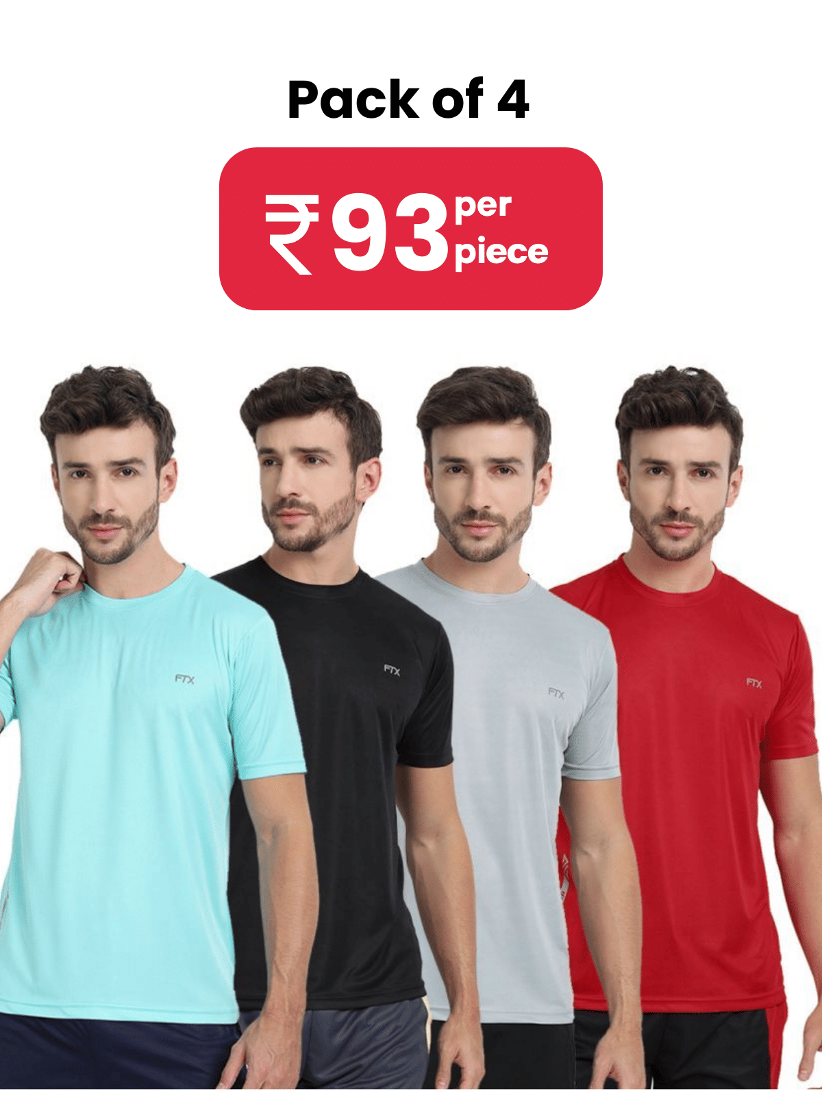     			FTX Pack of 4 Polyester Regular Fit Men's T-Shirt ( Multicolor6 )
