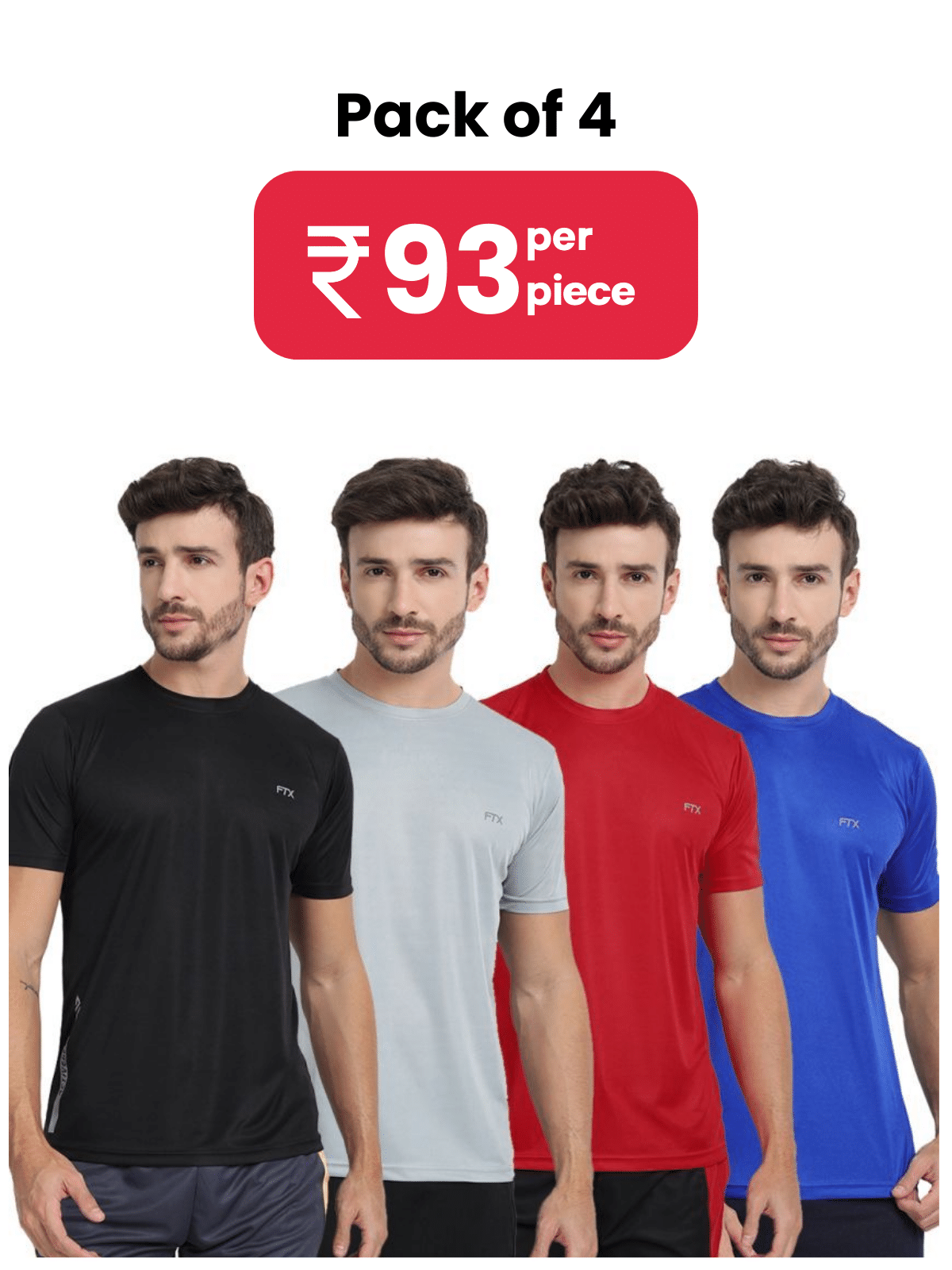 FTX Pack of 4 Polyester Regular Fit Men's T-Shirt ( Multicolor11 )     			FTX Pack of 4 Polyester Regular Fit Men's T-Shirt ( Multicolor11 )