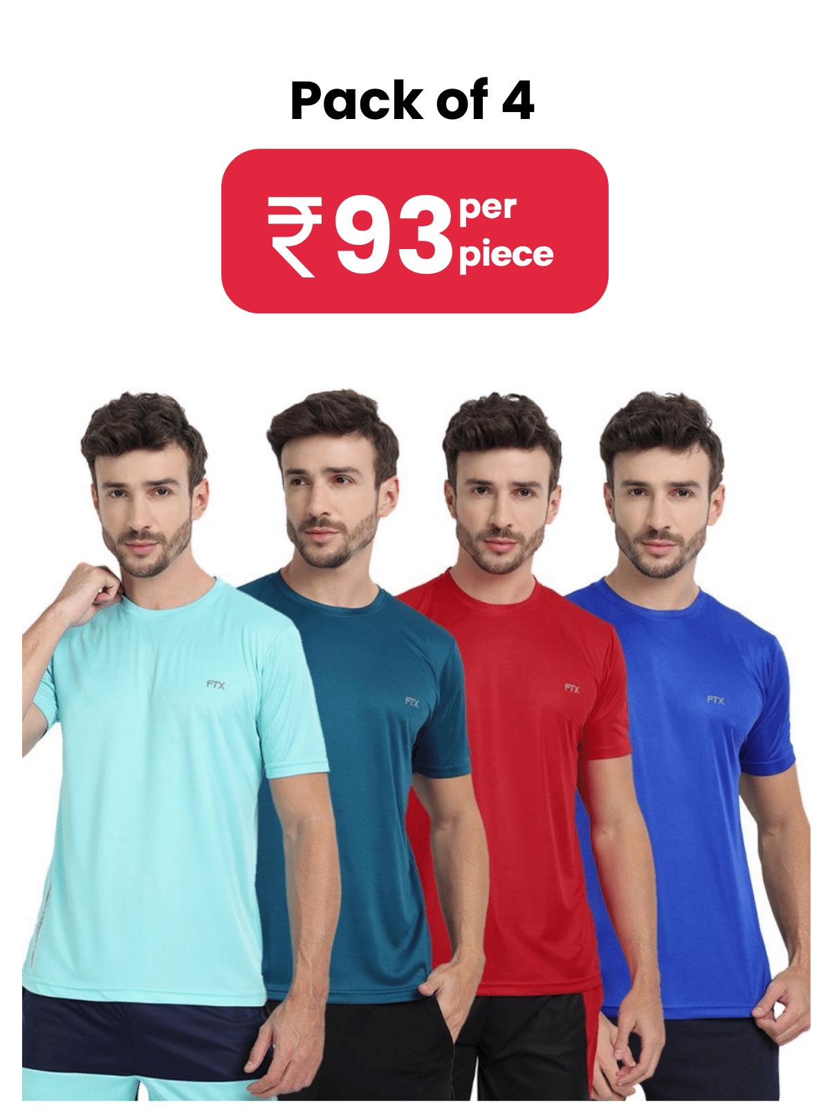 FTX Pack of 4 Polyester Regular Fit Men's T-Shirt ( Multicolor12 ) FTX Pack of 4 Polyester Regular Fit Men's T-Shirt ( Multicolor12 )