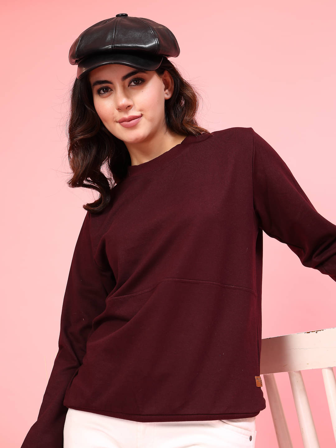 Rigo Cotton Women's Non Zippered Sweatshirt ( Maroon ) Rigo Cotton Women's Non Zippered Sweatshirt ( Maroon )