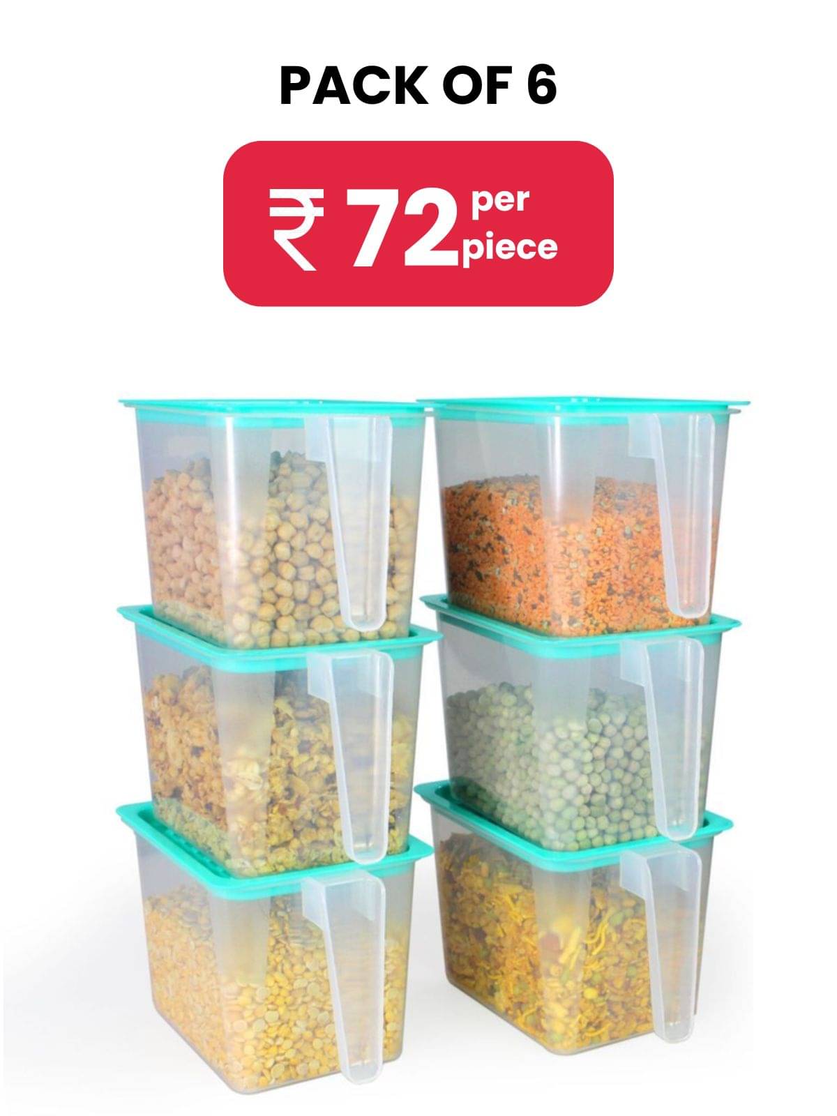 PearlPet fridge jar -1100 ml Plastic Transparent Multi-Purpose Container ( Set of 6 ) PearlPet fridge jar -1100 ml Plastic Transparent Multi-Purpose Container ( Set of 6 )
