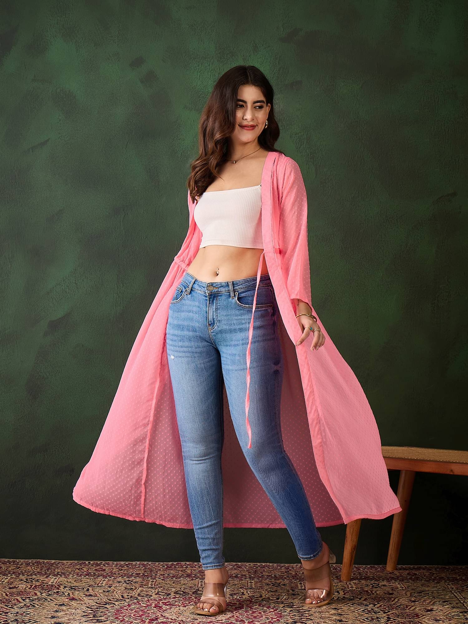 StyleStone Chiffon Women's Shrugs - Pink ( Single ) StyleStone Chiffon Women's Shrugs - Pink ( Single )