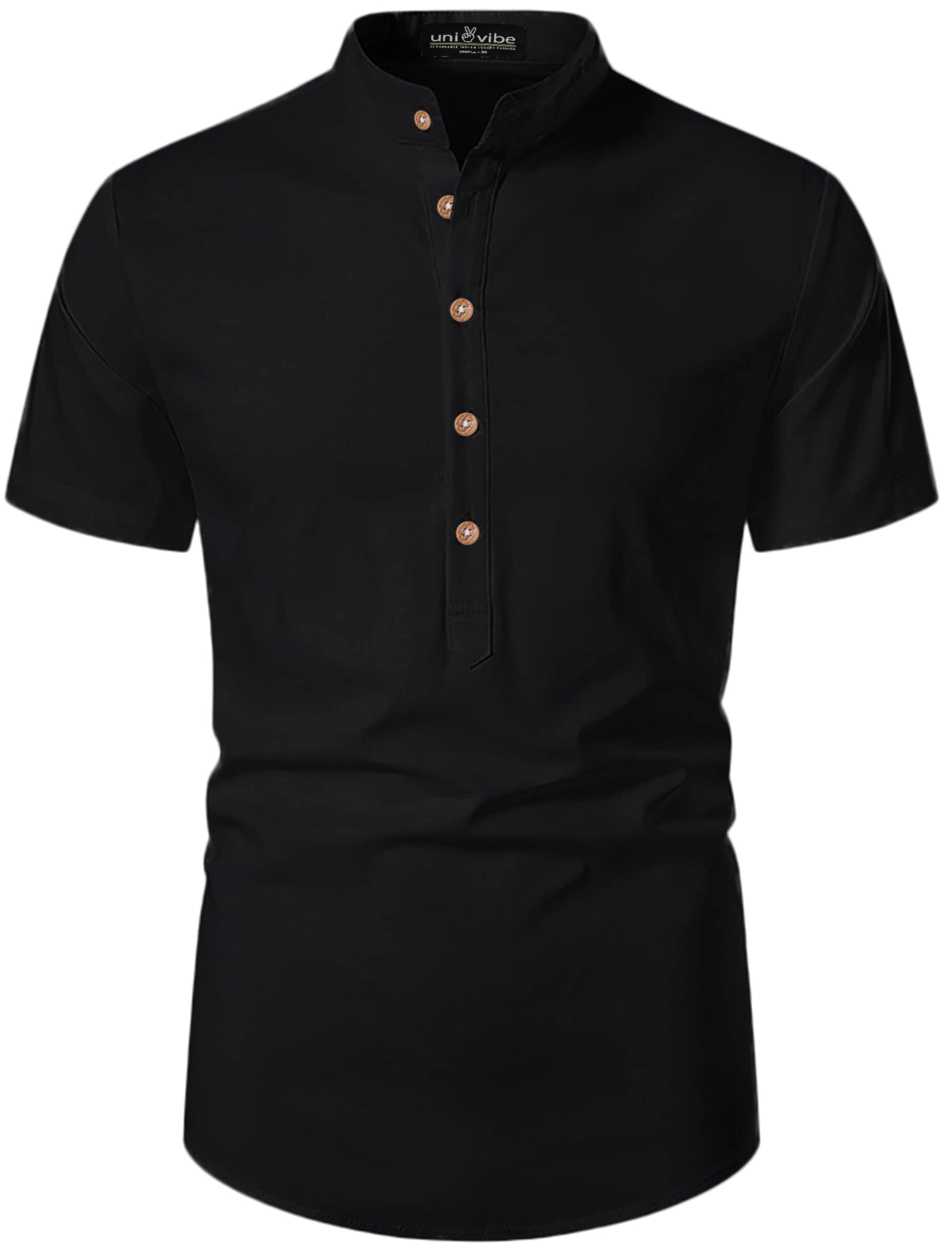 UNI VIBE Cotton Blend Plain Shirt Style Kurta For Men ( Pink ) - Kurtas & Kurta Sets | Buy online on ZillyBuy