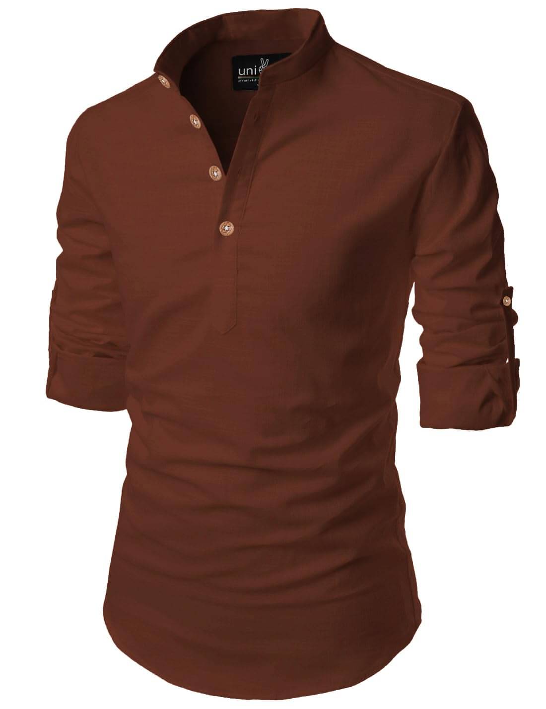     			UNI VIBE Gold Cotton Blend Men's Shirt Style Kurta ( Pack of 1 )