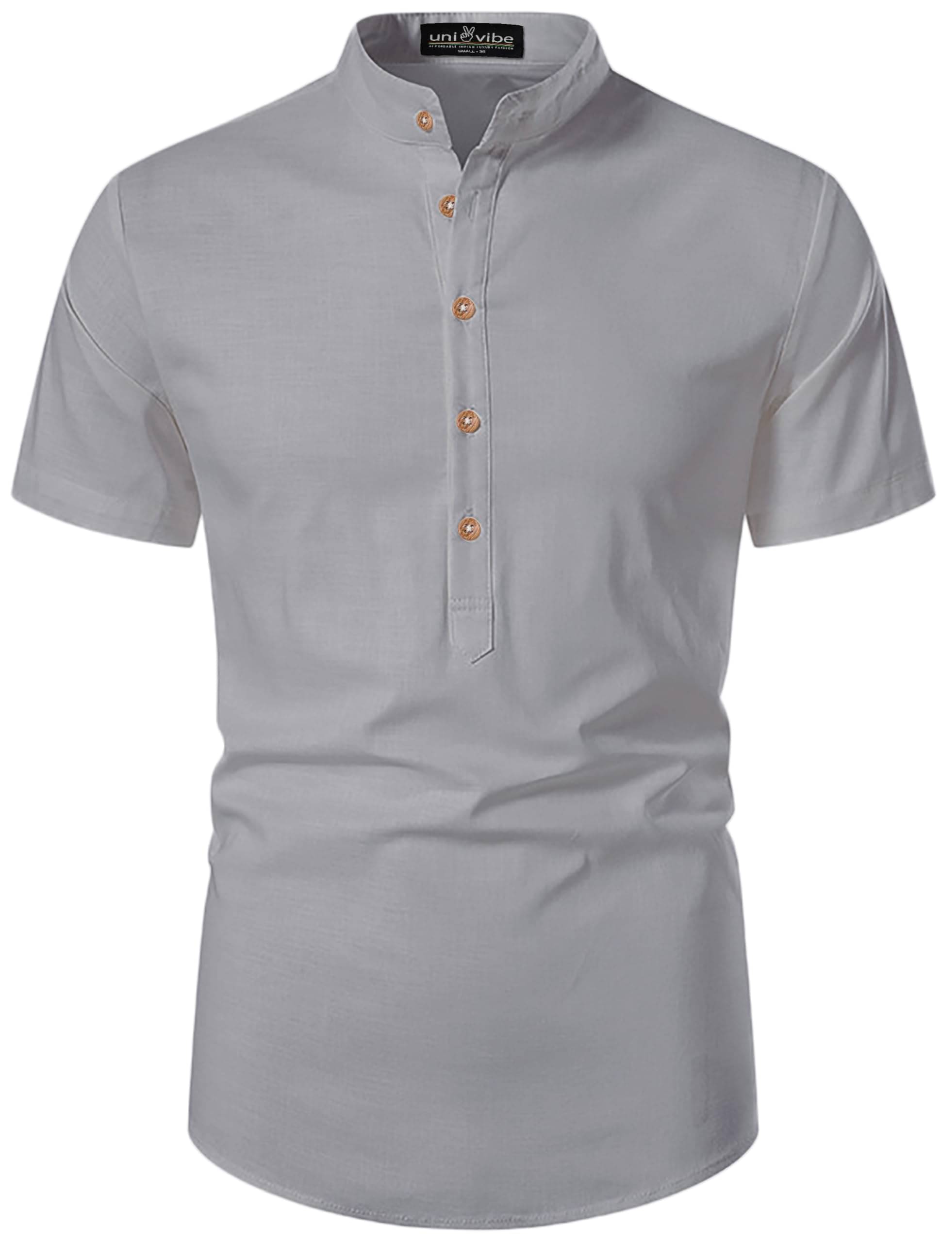 UNI VIBE Grey Cotton Blend Men's Shirt Style Kurta ( Pack of 1 ) UNI VIBE Grey Cotton Blend Men's Shirt Style Kurta ( Pack of 1 )