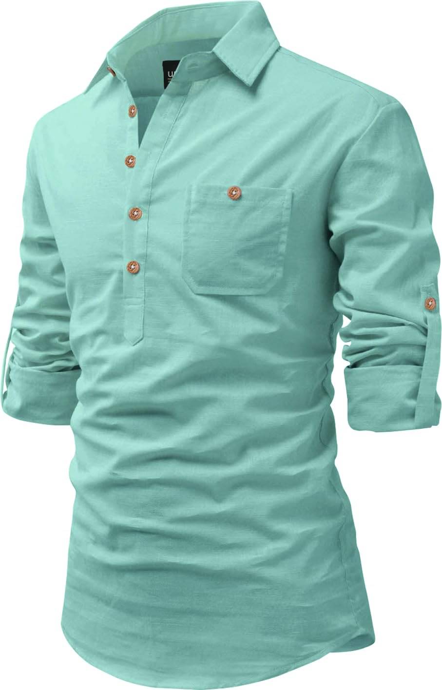 UNI VIBE Light Blue Cotton Blend Men's Shirt Style Kurta ( Pack of 1 ) UNI VIBE Light Blue Cotton Blend Men's Shirt Style Kurta ( Pack of 1 )