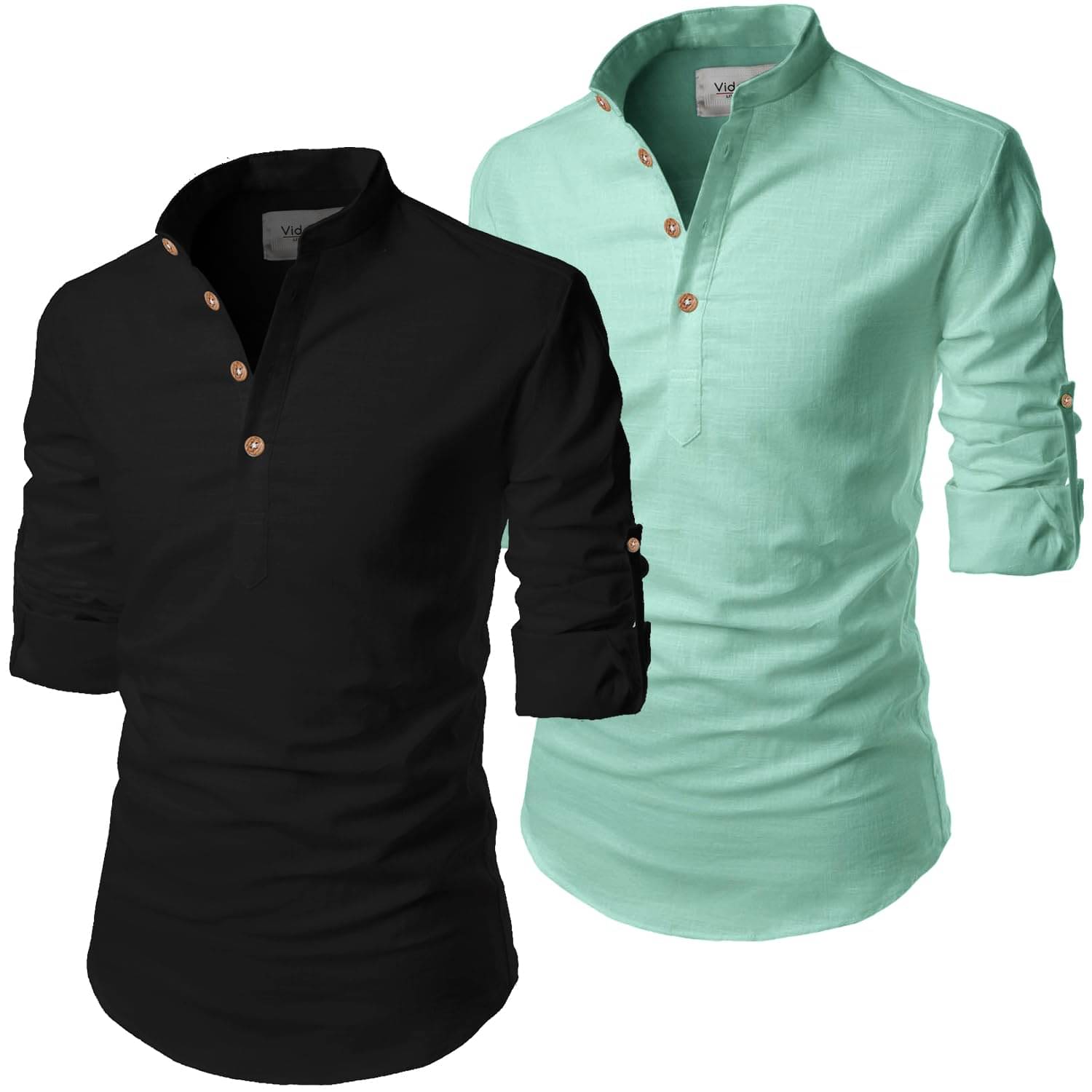 UNI VIBE Light Green Cotton Blend Men's Shirt Style Kurta ( Pack of 2 ) UNI VIBE Light Green Cotton Blend Men's Shirt Style Kurta ( Pack of 2 )