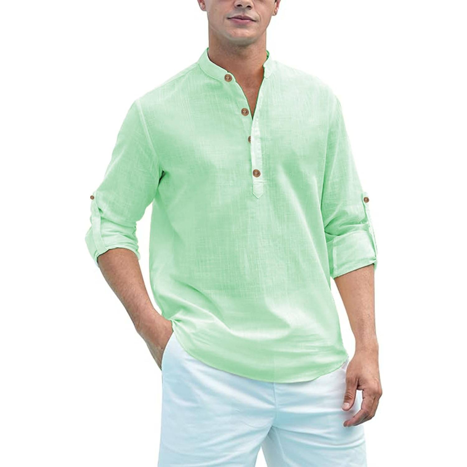 UNI VIBE Lime Green Cotton Men's Shirt Style Kurta ( Pack of 1 ) UNI VIBE Lime Green Cotton Men's Shirt Style Kurta ( Pack of 1 )