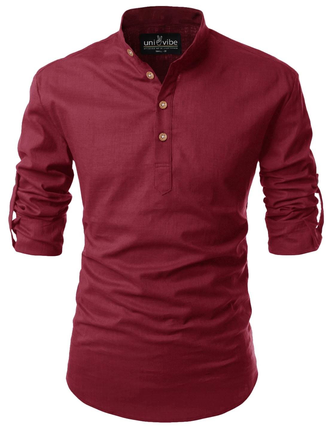 UNI VIBE Maroon Cotton Blend Men's Shirt Style Kurta ( Pack of 1 ) UNI VIBE Maroon Cotton Blend Men's Shirt Style Kurta ( Pack of 1 )