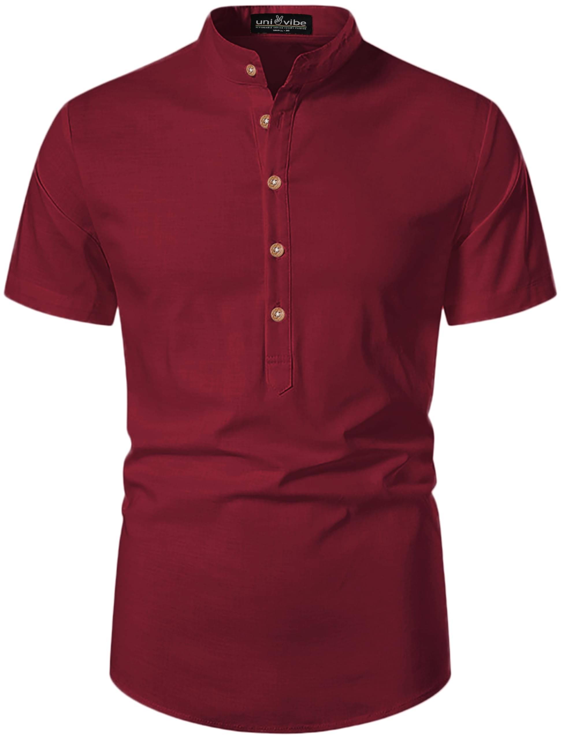 UNI VIBE Maroon Cotton Blend Men's Shirt Style Kurta ( Pack of 1 ) UNI VIBE Maroon Cotton Blend Men's Shirt Style Kurta ( Pack of 1 )