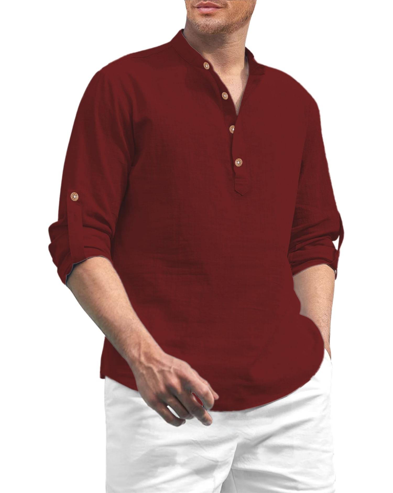 UNI VIBE Maroon Cotton Men's Shirt Style Kurta ( Pack of 1 ) UNI VIBE Maroon Cotton Men's Shirt Style Kurta ( Pack of 1 )