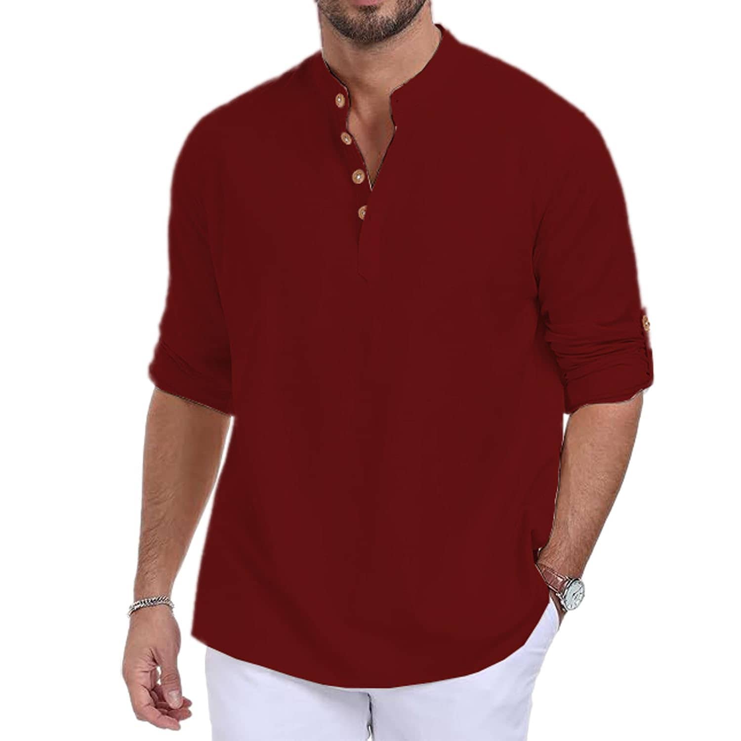 UNI VIBE Maroon Cotton Men's Shirt Style Kurta ( Pack of 1 ) - Kurtas & Kurta Sets | Buy online on ZillyBuy