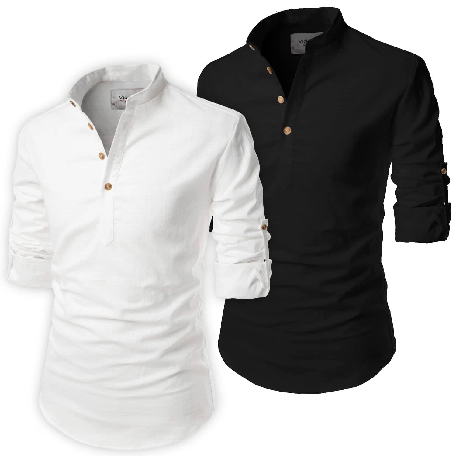     			UNI VIBE Optical White Cotton Blend Men's Shirt Style Kurta ( Pack of 2 )