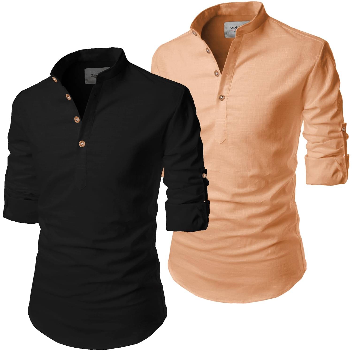 UNI VIBE Orange Cotton Blend Men's Shirt Style Kurta ( Pack of 2 ) UNI VIBE Orange Cotton Blend Men's Shirt Style Kurta ( Pack of 2 )
