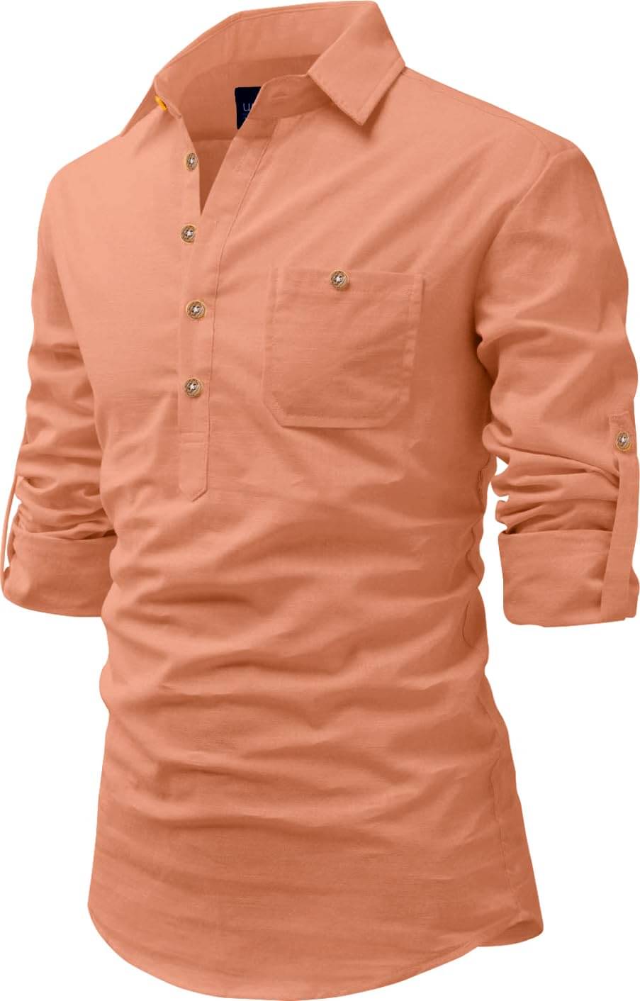 UNI VIBE Orange Cotton Blend Men's Shirt Style Kurta ( Pack of 1 ) UNI VIBE Orange Cotton Blend Men's Shirt Style Kurta ( Pack of 1 )