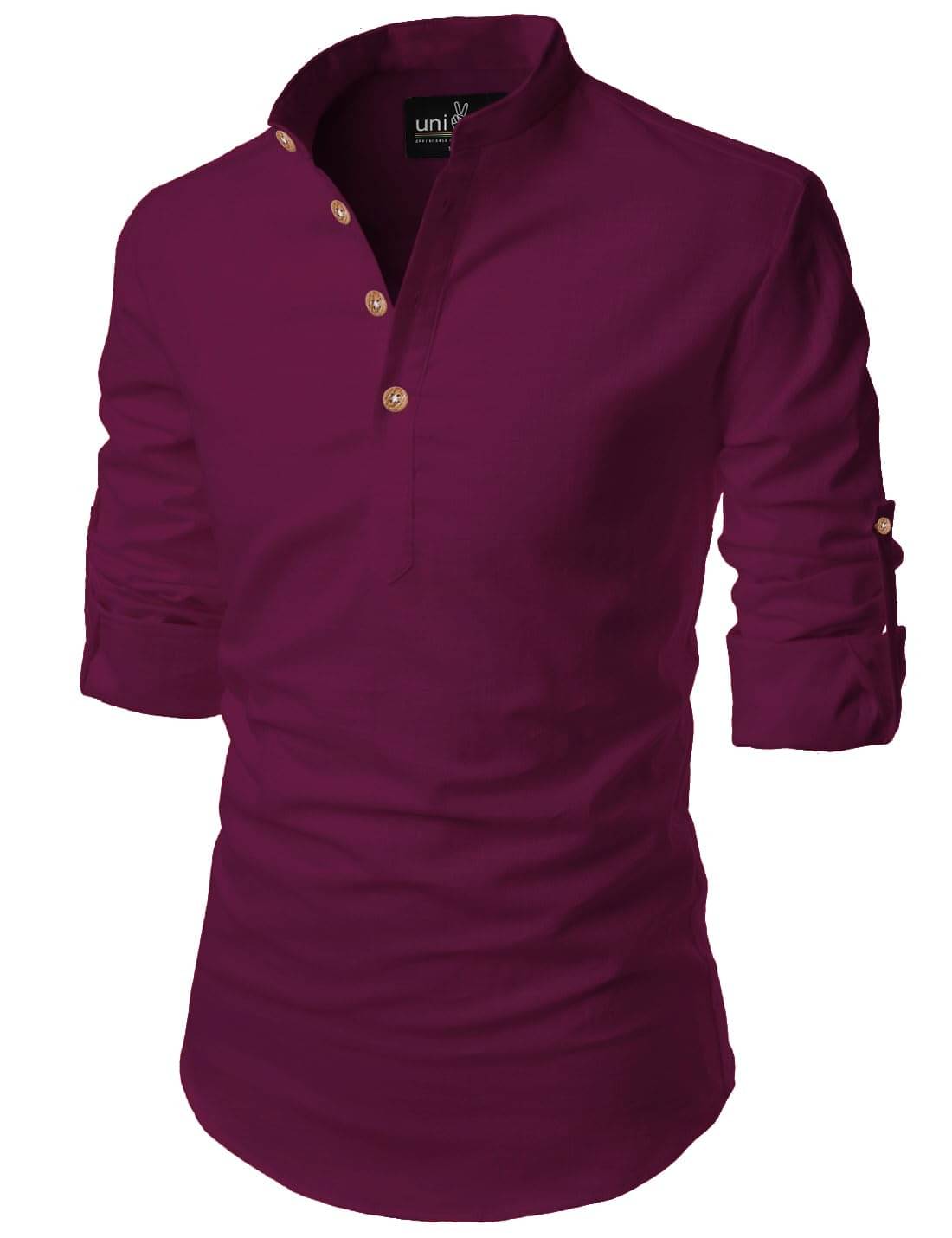     			UNI VIBE Purple Cotton Blend Men's Shirt Style Kurta ( Pack of 1 )