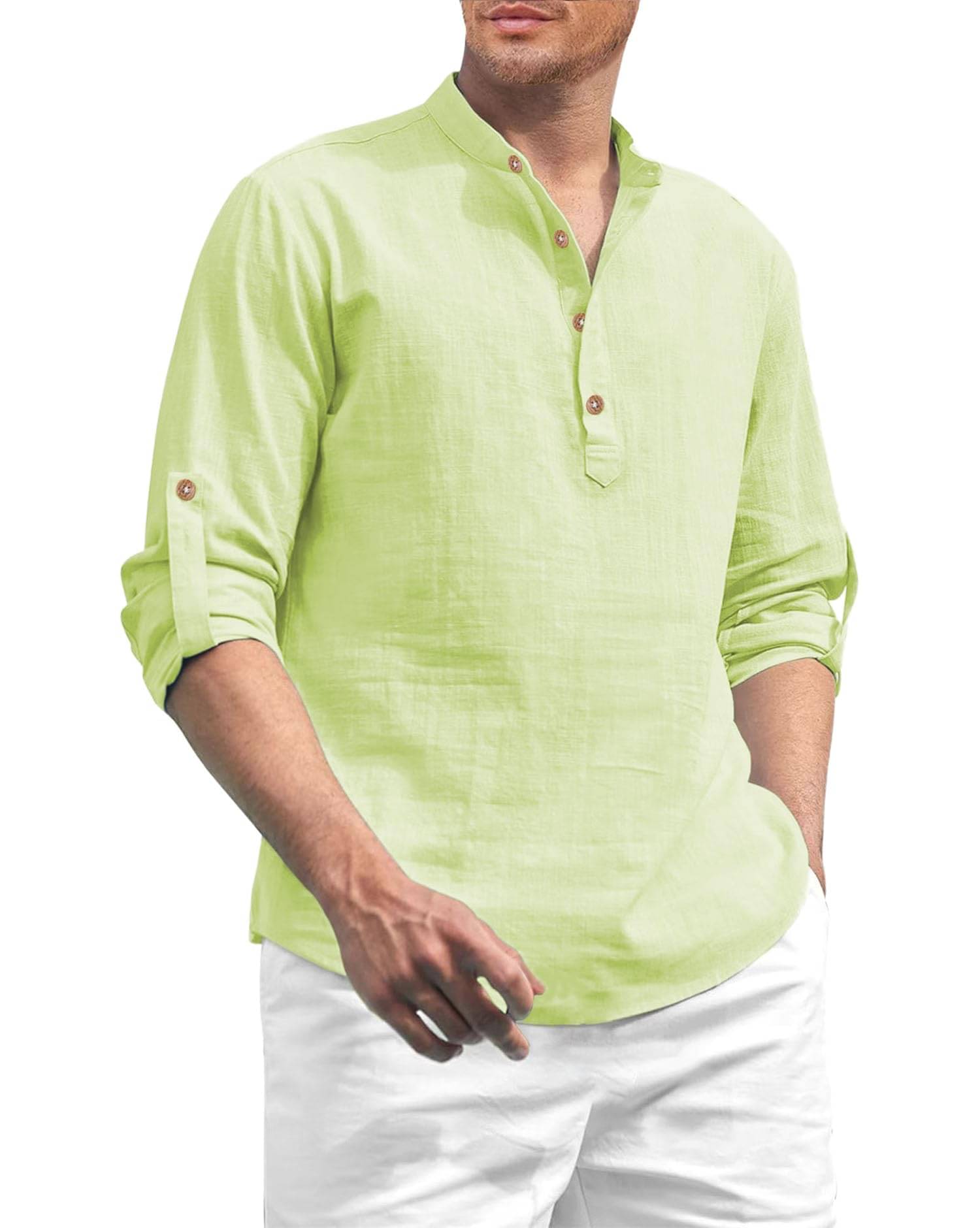     			UNI VIBE Sea Green Cotton Men's Shirt Style Kurta ( Pack of 1 )