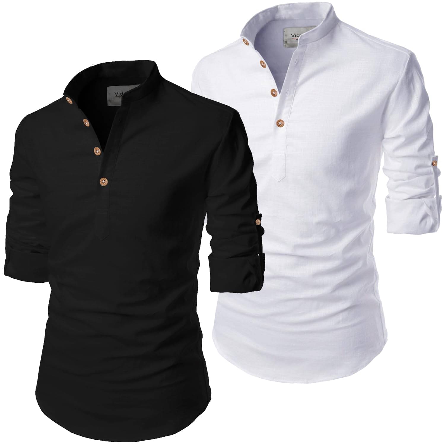     			UNI VIBE White Cotton Blend Men's Shirt Style Kurta ( Pack of 2 )