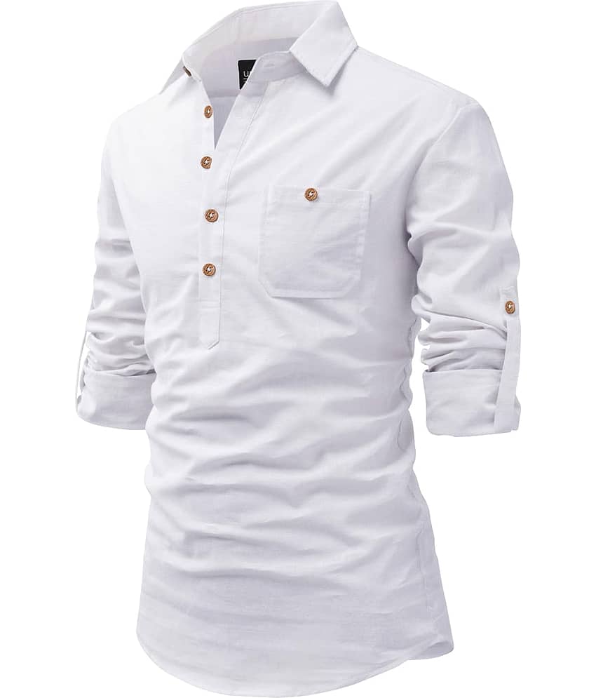 UNI VIBE Olive Cotton Blend Men's Shirt Style Kurta ( Pack of 1 ) - Kurtas & Kurta Sets | Buy online on ZillyBuy