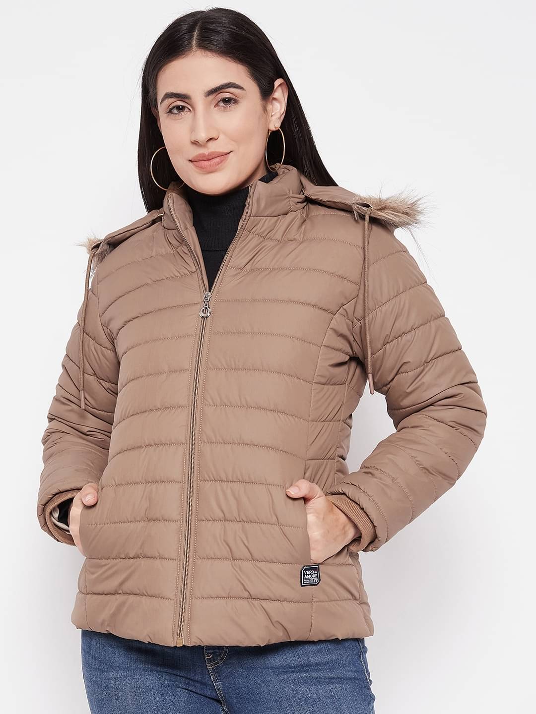 VERO MODERNO - Polyester Beige Quilted/Padded Jackets VERO MODERNO - Polyester Beige Quilted/Padded Jackets
