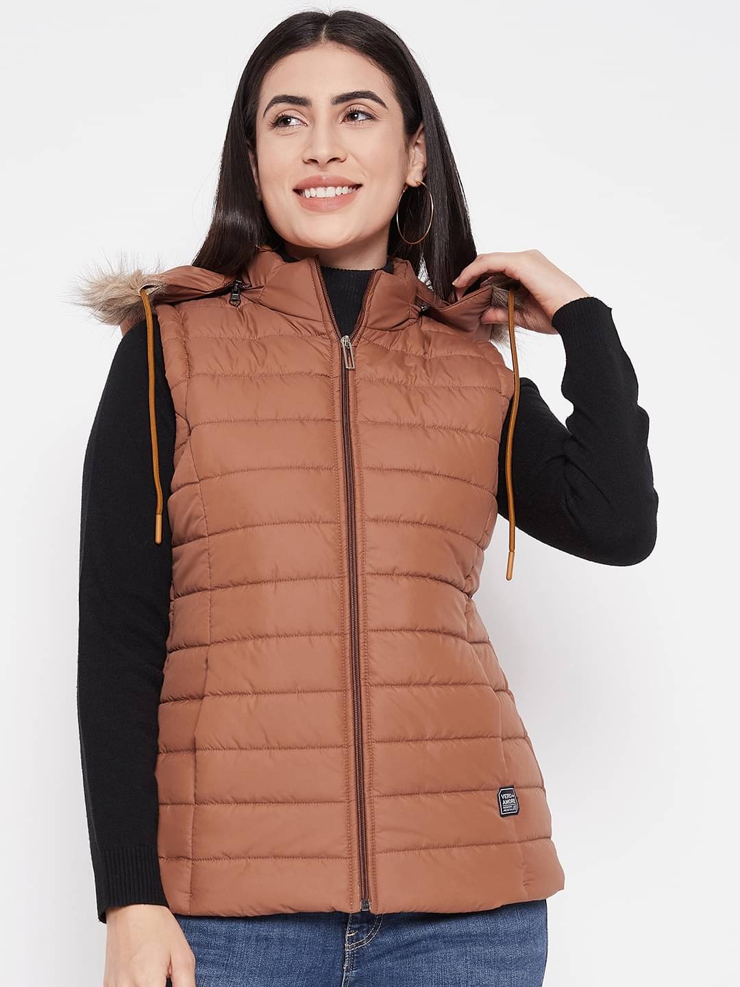 VERO MODERNO - Polyester Brown Quilted/Padded Jackets VERO MODERNO - Polyester Brown Quilted/Padded Jackets