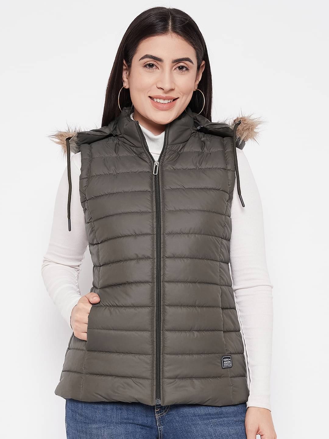     			VERO MODERNO Women Puffer Jacket ( Green )