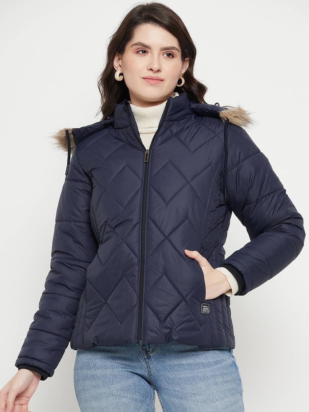 VERO MODERNO - Polyester Navy Puffer VERO MODERNO - Polyester Navy Puffer