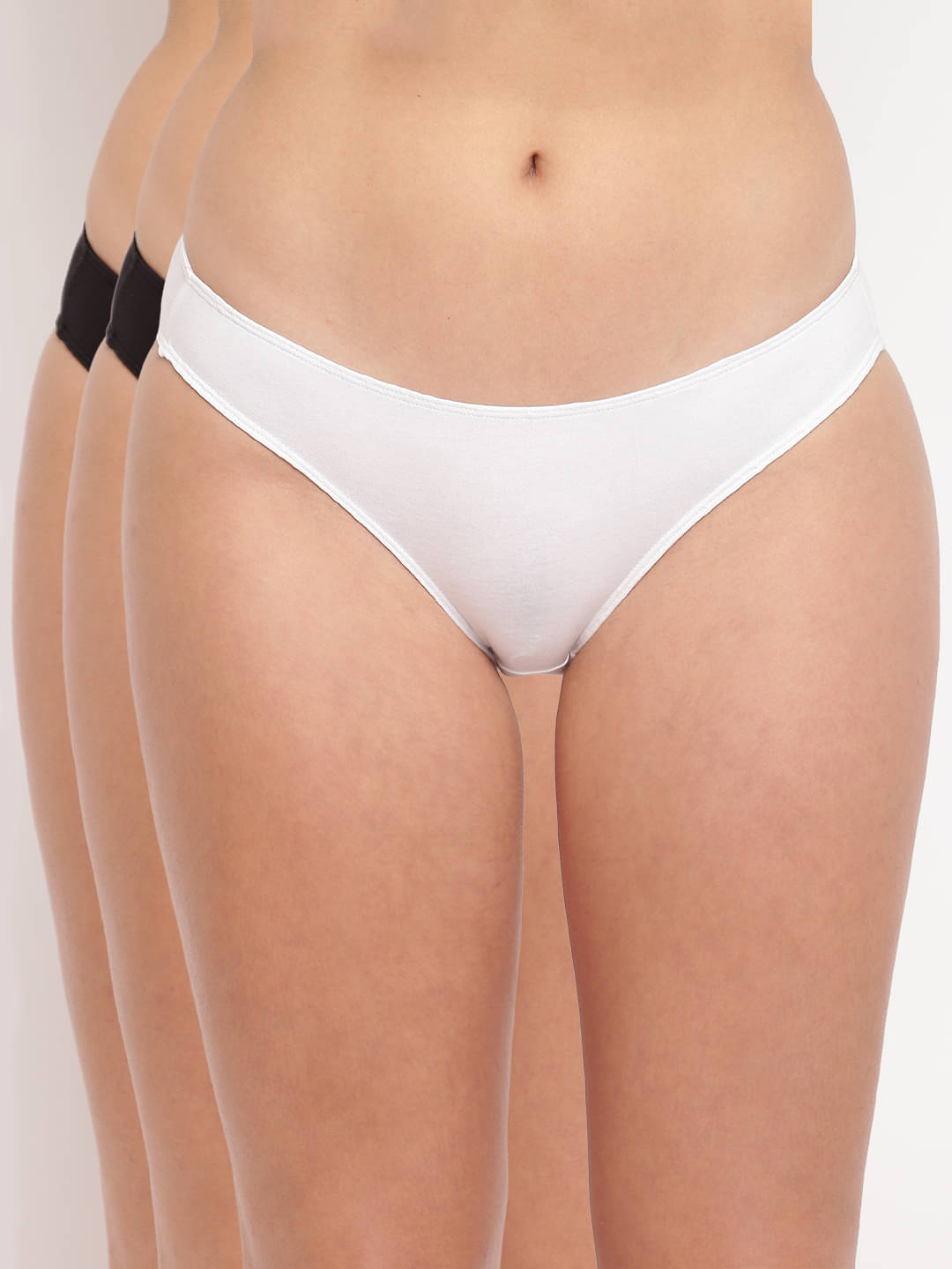     			BASIICS By La Intimo Pack of 3 Cotton Lycra Solid Women's Bikini ( Multicolor1 )