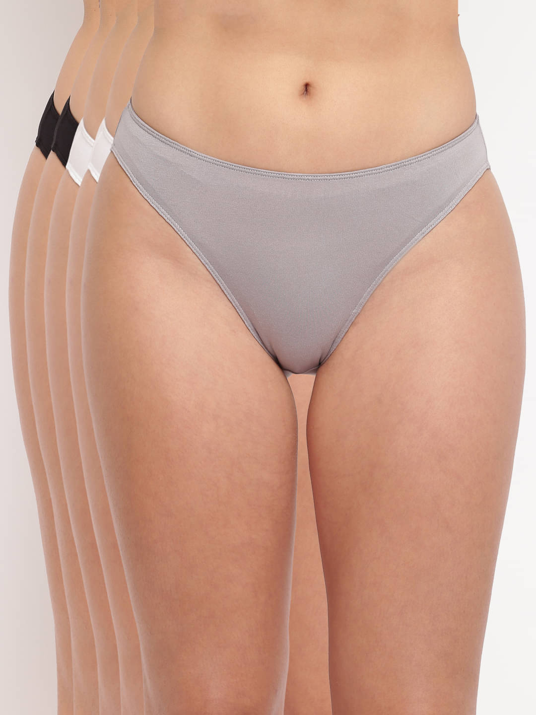 BASIICS By La Intimo Pack of 5 Cotton Lycra Solid Women's Bikini ( Multicolor2 ) BASIICS By La Intimo Pack of 5 Cotton Lycra Solid Women's Bikini ( Multicolor2 )