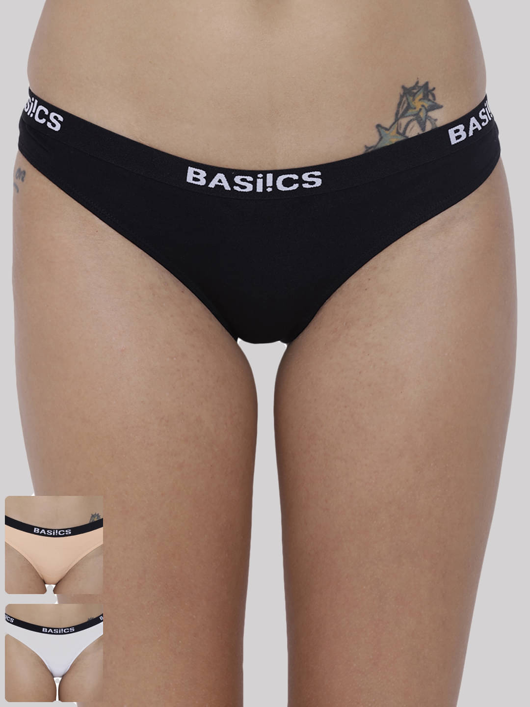 BASIICS By La Intimo Pack of 3 Cotton Lycra Solid Women's Bikini ( Multicolor2 ) BASIICS By La Intimo Pack of 3 Cotton Lycra Solid Women's Bikini ( Multicolor2 )