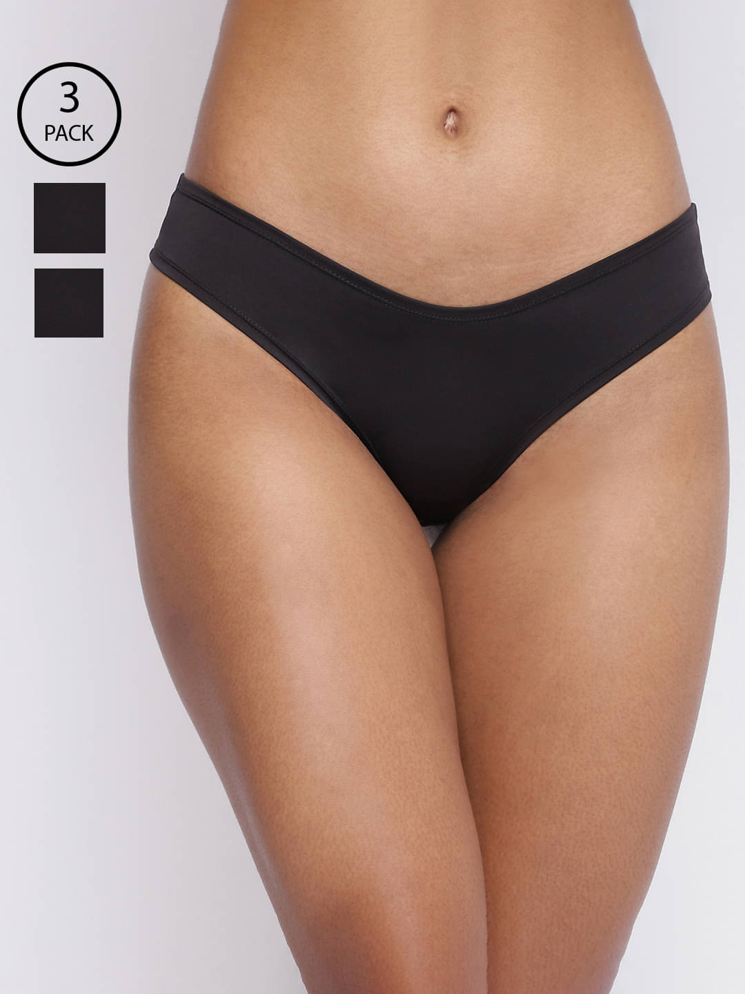 BASIICS By La Intimo Pack of 3 Polyester Solid Women's Bikini ( Black ) BASIICS By La Intimo Pack of 3 Polyester Solid Women's Bikini ( Black )