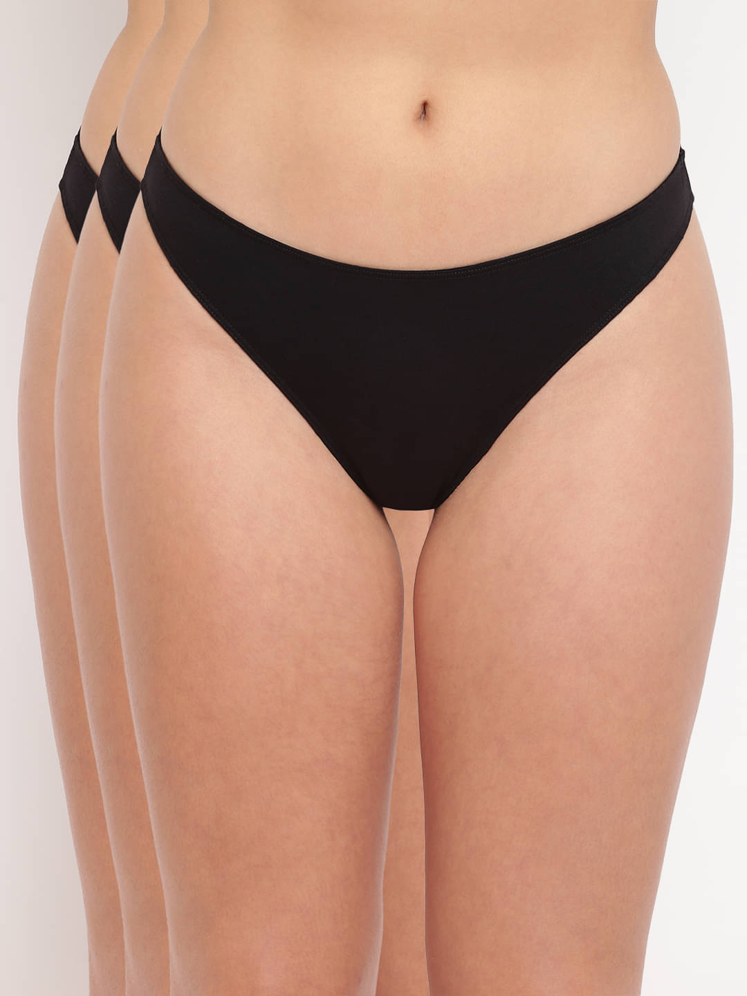 BASIICS By La Intimo Pack of 3 Cotton Lycra Solid Women's Thongs ( Black ) BASIICS By La Intimo Pack of 3 Cotton Lycra Solid Women's Thongs ( Black )