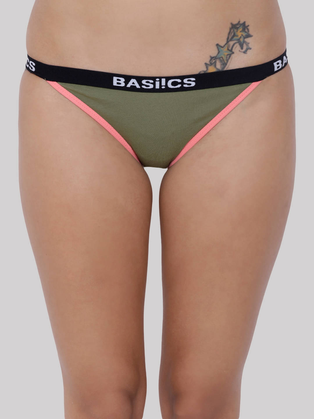 BASIICS By La Intimo Pack of 1 Cotton Lycra Solid Women's Bikini ( Olive ) BASIICS By La Intimo Pack of 1 Cotton Lycra Solid Women's Bikini ( Olive )