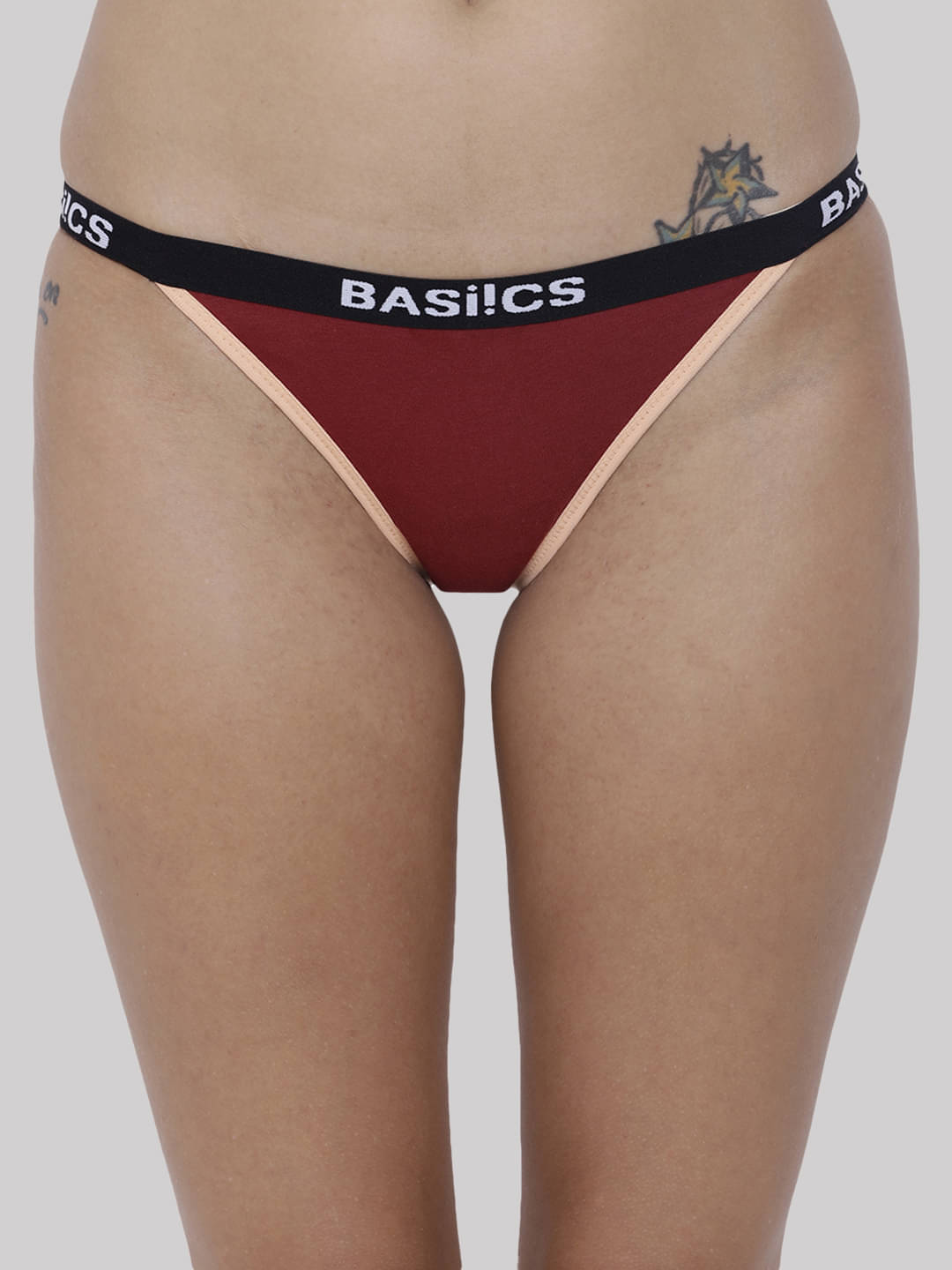 BASIICS By La Intimo Pack of 1 Cotton Lycra Solid Women's Bikini ( Maroon ) BASIICS By La Intimo Pack of 1 Cotton Lycra Solid Women's Bikini ( Maroon )