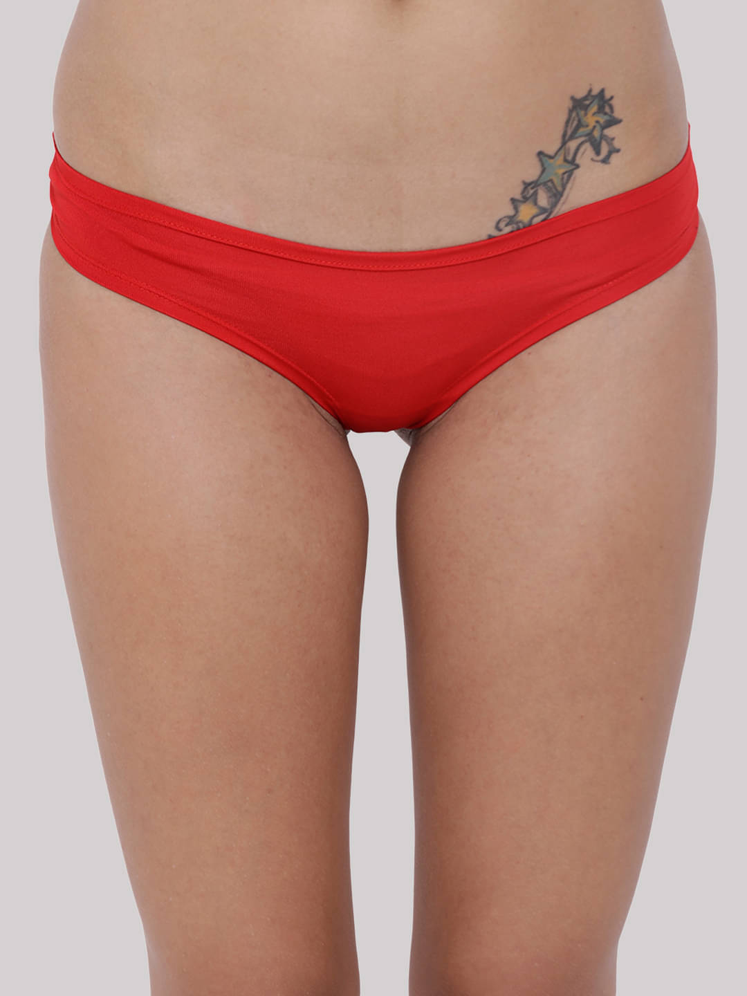 BASIICS By La Intimo Pack of 1 Polyester Solid Women's Bikini ( Red ) BASIICS By La Intimo Pack of 1 Polyester Solid Women's Bikini ( Red )