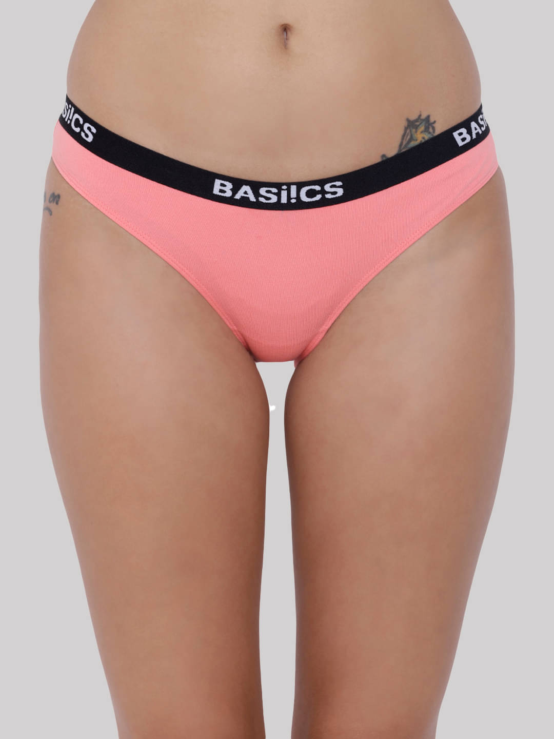     			BASIICS By La Intimo Pack of 1 Cotton Lycra Solid Women's Bikini ( Coral )