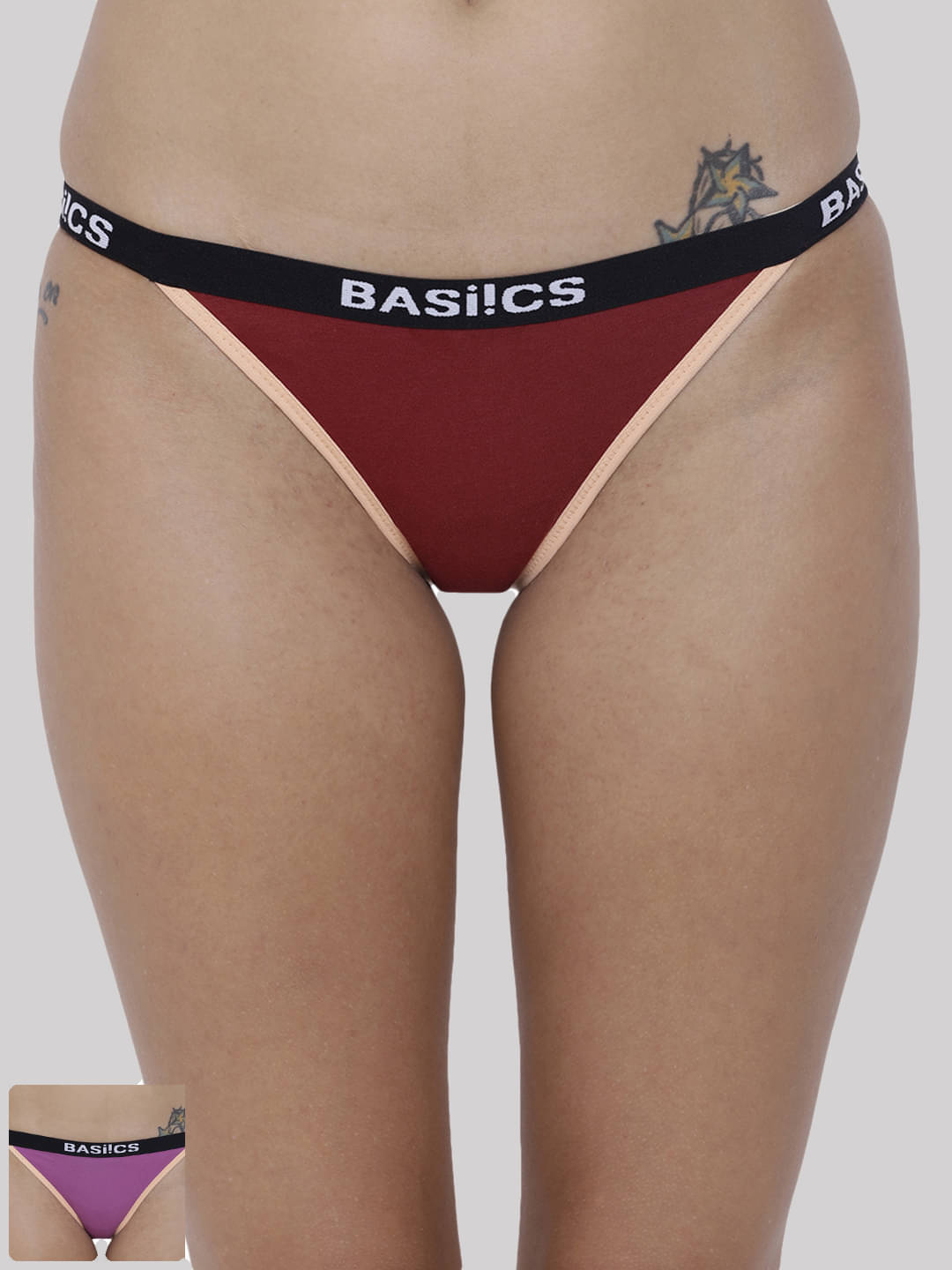 BASIICS By La Intimo Pack of 2 Cotton Lycra Solid Women's Bikini ( Multicolor4 ) BASIICS By La Intimo Pack of 2 Cotton Lycra Solid Women's Bikini ( Multicolor4 )