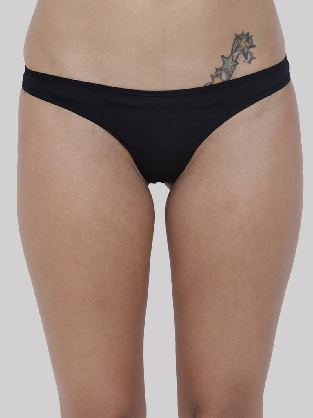 BASIICS By La Intimo Pack of 1 Polyester Solid Women's Thongs ( Black ) BASIICS By La Intimo Pack of 1 Polyester Solid Women's Thongs ( Black )