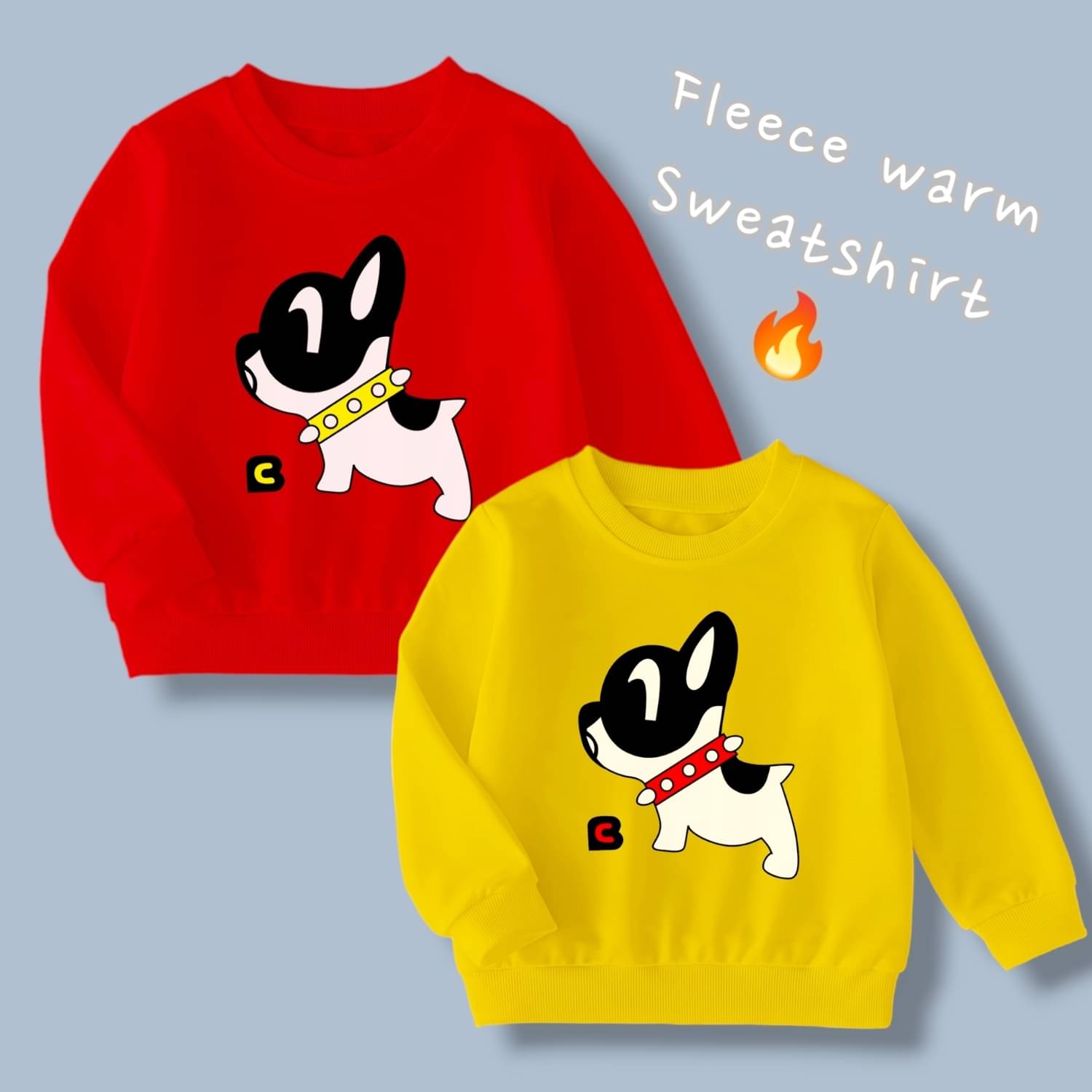     			COTTBRAY Pack of 2 Boys Fleece Sweatshirt ( Yellow & Red )