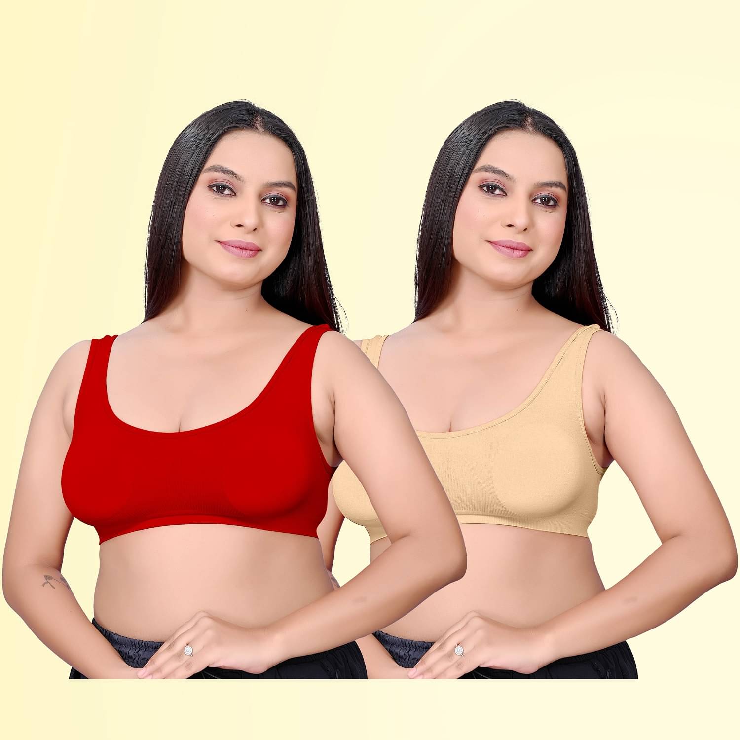     			HAYA Pack of 2 Polyester Non Padded Women's Cami bra ( Multicolor3 ) Lamia Bralette D700