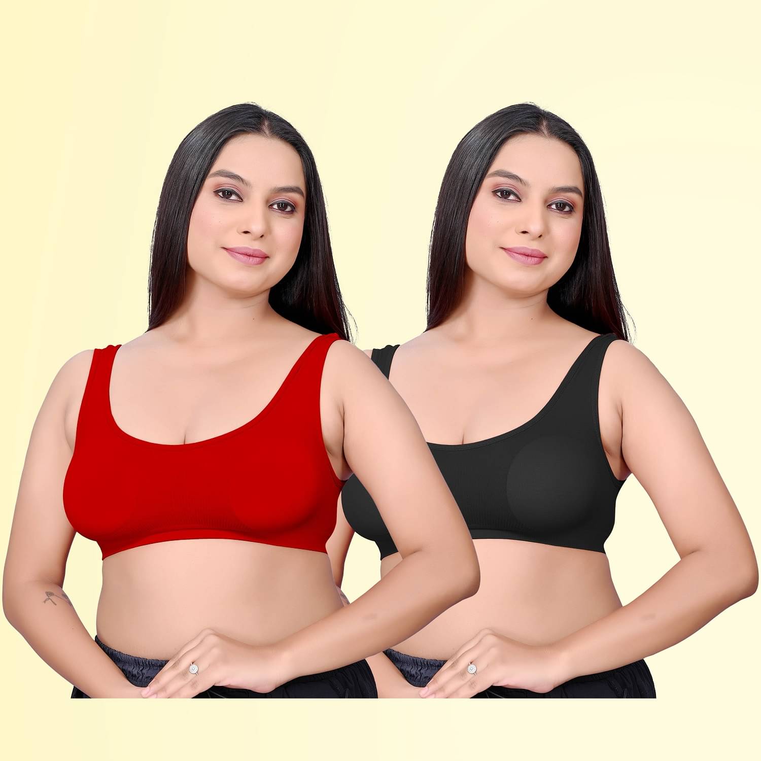     			HAYA Pack of 2 Polyester Non Padded Women's Cami bra ( Multicolor ) Lamia Bralette D700