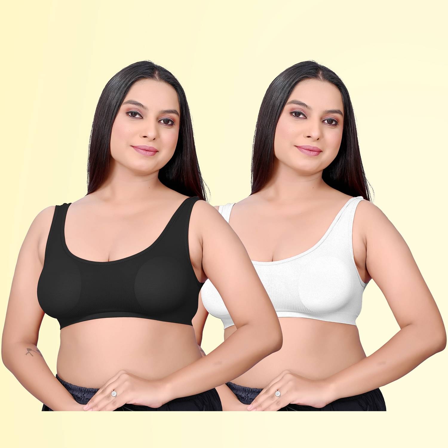 HAYA Pack of 2 Polyester Non Padded Women's Cami bra ( Multicolor6 ) Lamia Bralette D700     			HAYA Pack of 2 Polyester Non Padded Women's Cami bra ( Multicolor6 ) Lamia Bralette D700