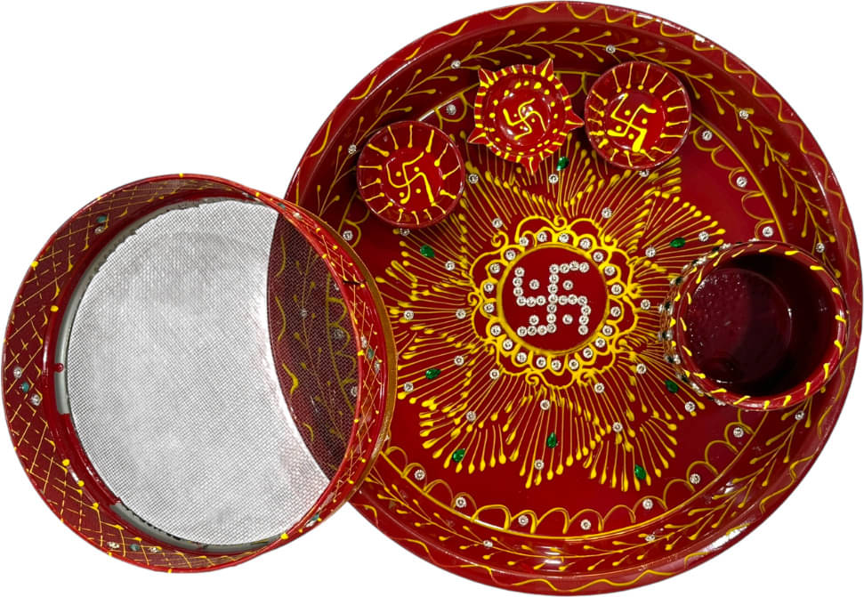     			Karwa Chauth Pooja Thali Set | Stainless Steel Thali Set |