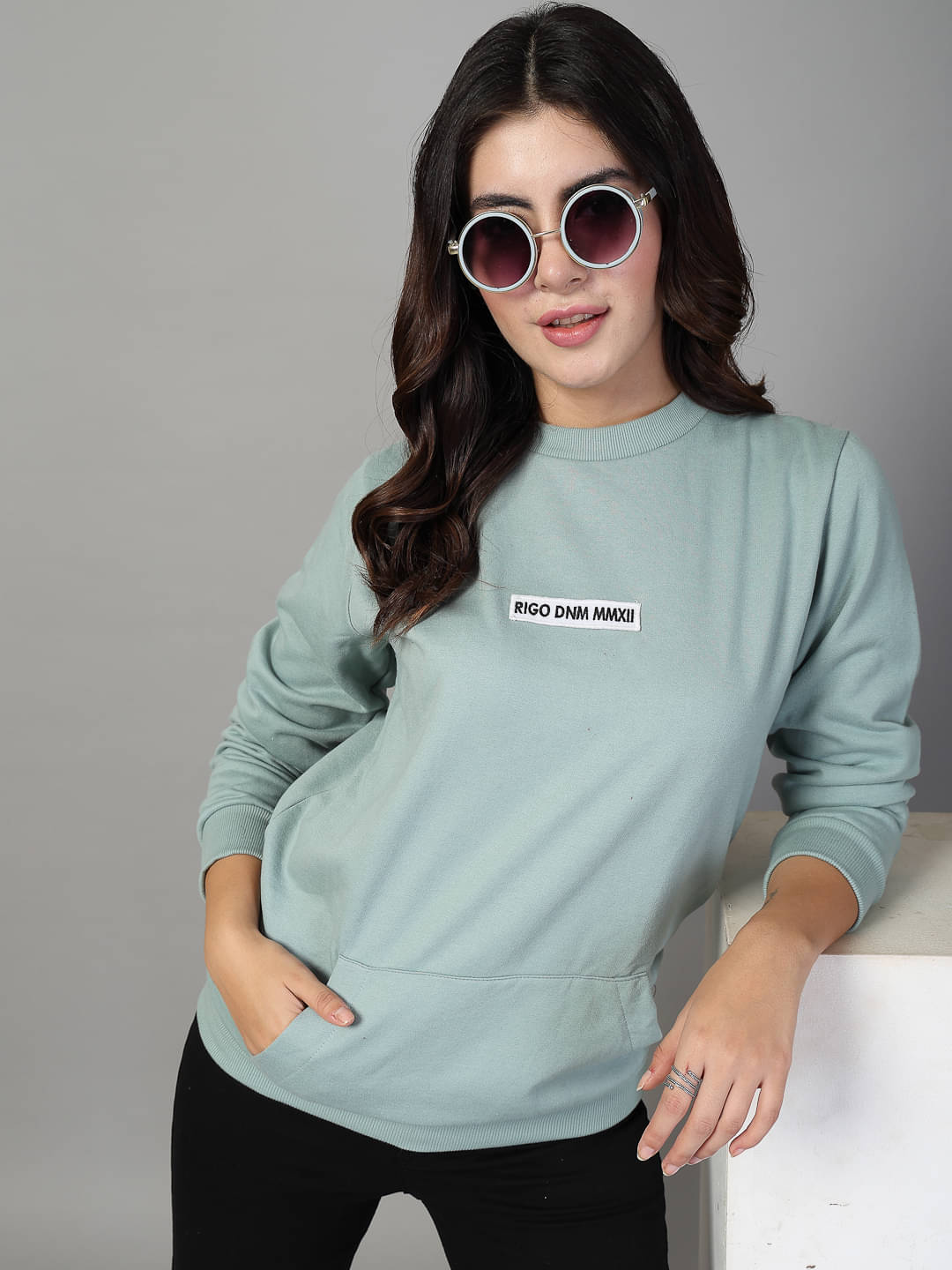 Rigo Fleece Women's Non Zippered Sweatshirt ( Green ) Rigo Fleece Women's Non Zippered Sweatshirt ( Green )