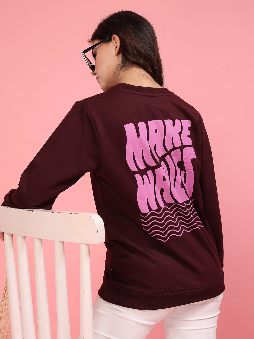 Rigo Women Fleece Round Neck Sweatshirt For ( Maroon ) Rigo Women Fleece Round Neck Sweatshirt For ( Maroon )