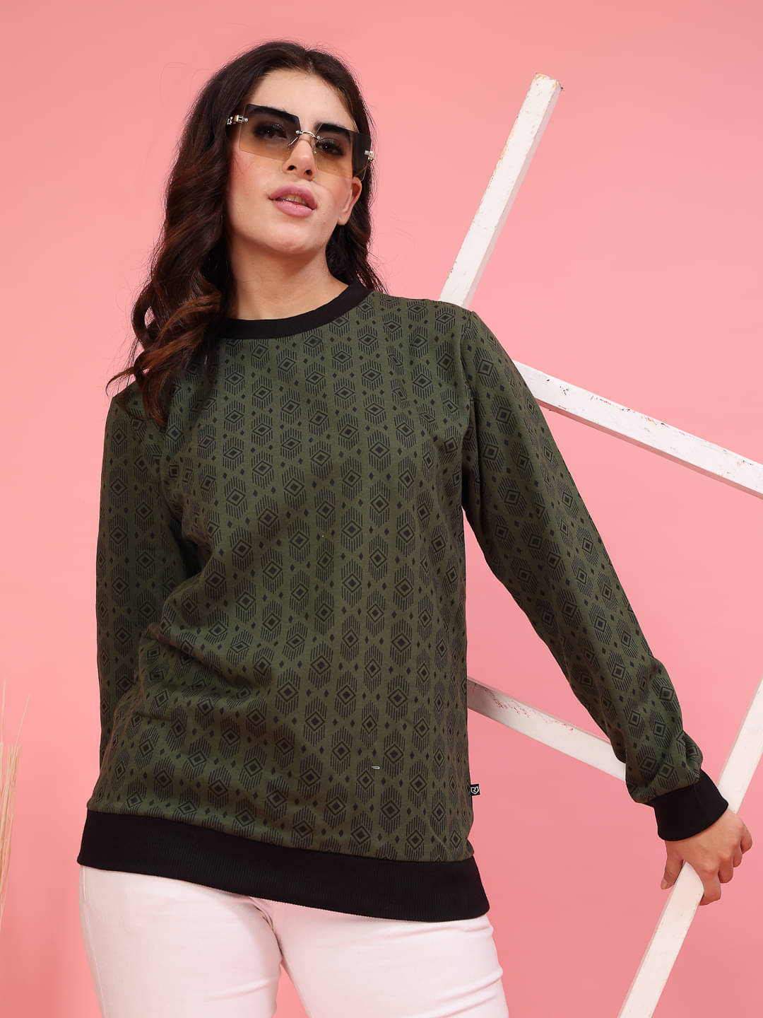 Rigo Fleece Women's Non Hooded Sweatshirt ( Olive ) Rigo Fleece Women's Non Hooded Sweatshirt ( Olive )