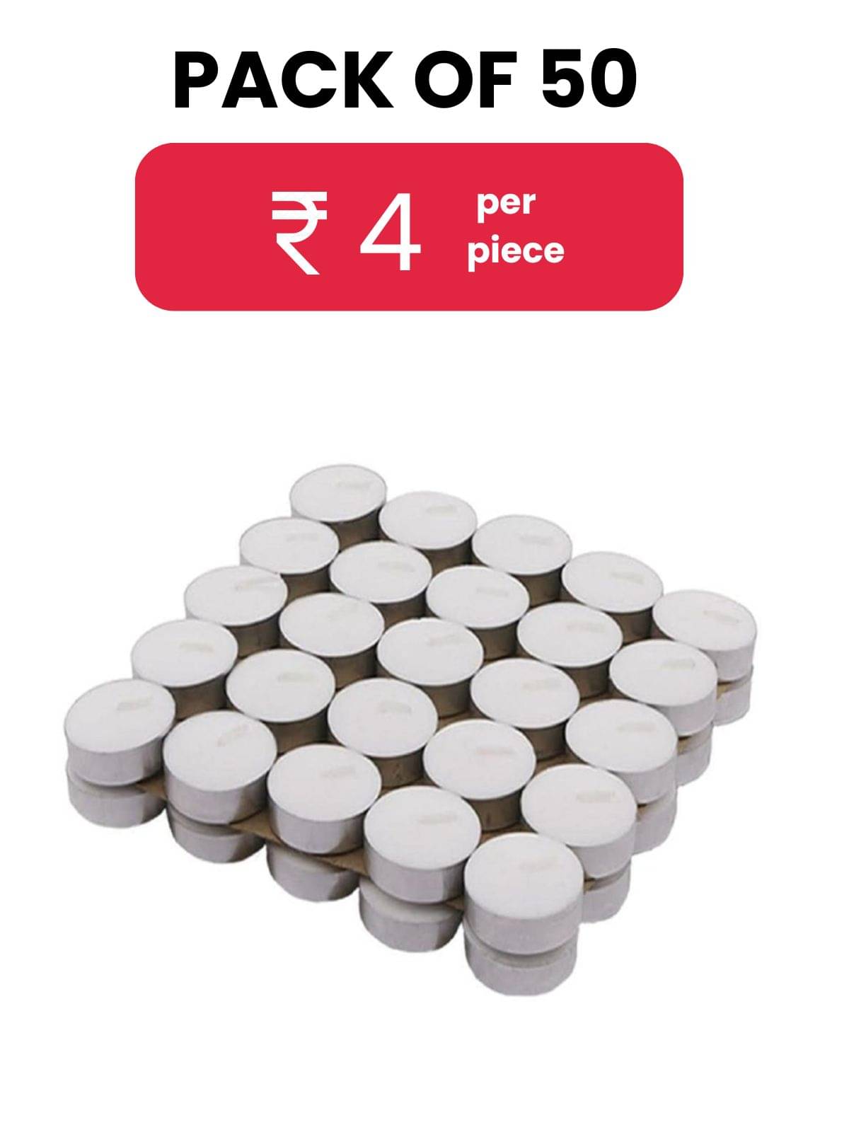 PROSPERRO LUMO - White Unscented Wax Tea Light Candle 4 cm ( Pack of 50 ) PROSPERRO LUMO - White Unscented Wax Tea Light Candle 4 cm ( Pack of 50 )