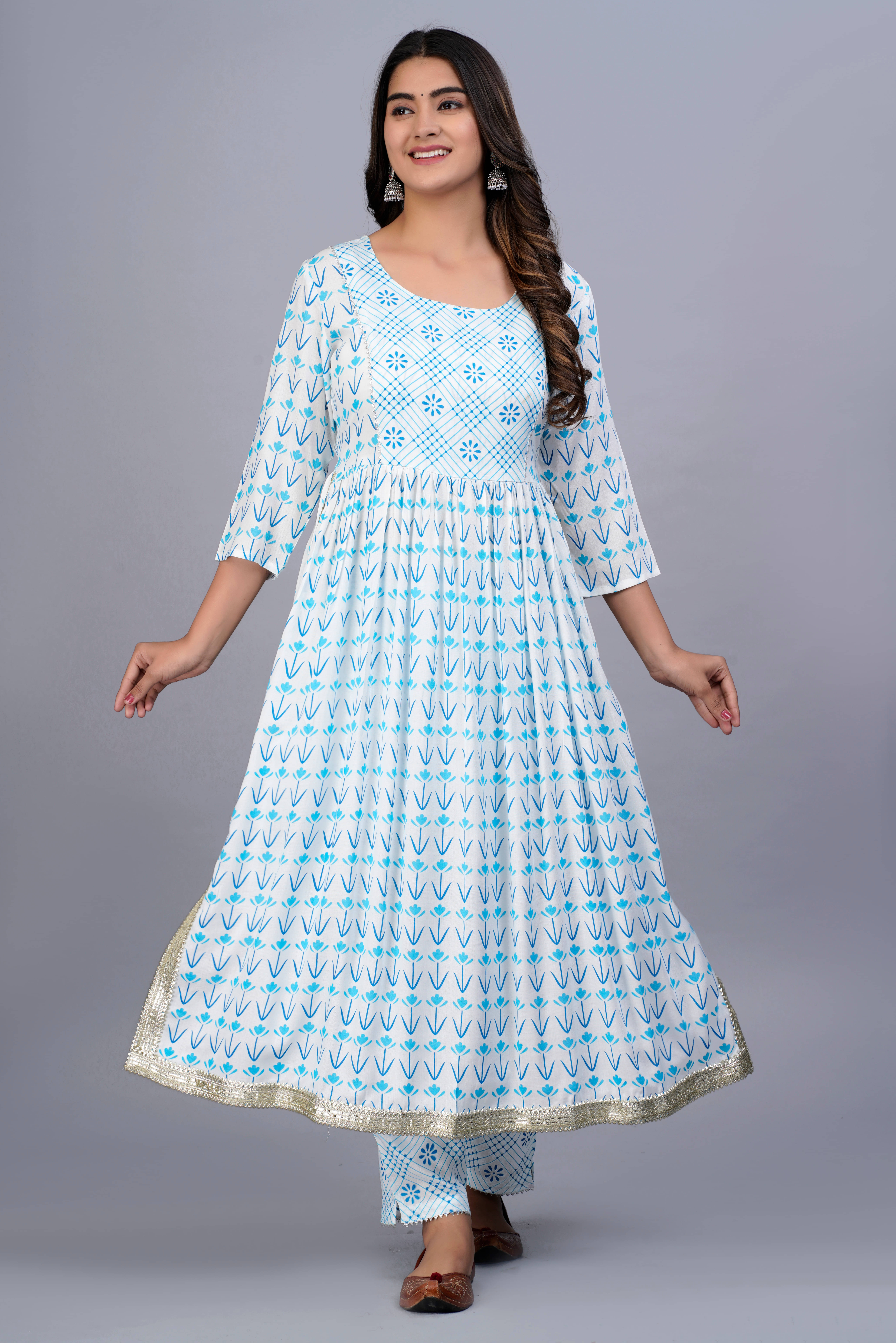 Smien Rayon Self Design Kurti With Pants Women's Stitched Salwar Suit - Blue ( Pack of 1 ) Smien Rayon Self Design Kurti With Pants Women's Stitched Salwar Suit - Blue ( Pack of 1 )