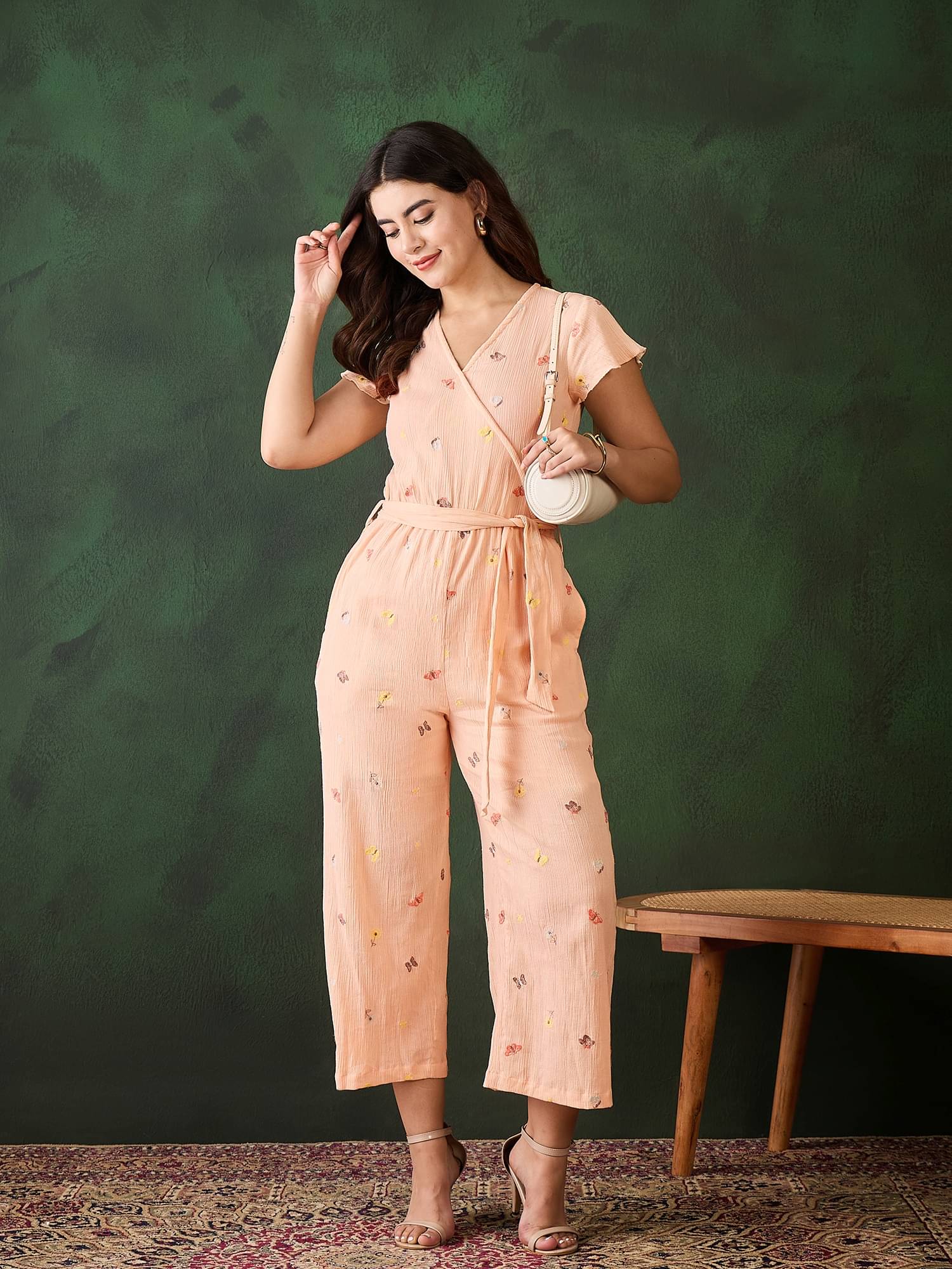 StyleStone Peach Rayon Regular Fit Women's Jumpsuit ( Pack of 1 ) StyleStone Peach Rayon Regular Fit Women's Jumpsuit ( Pack of 1 )