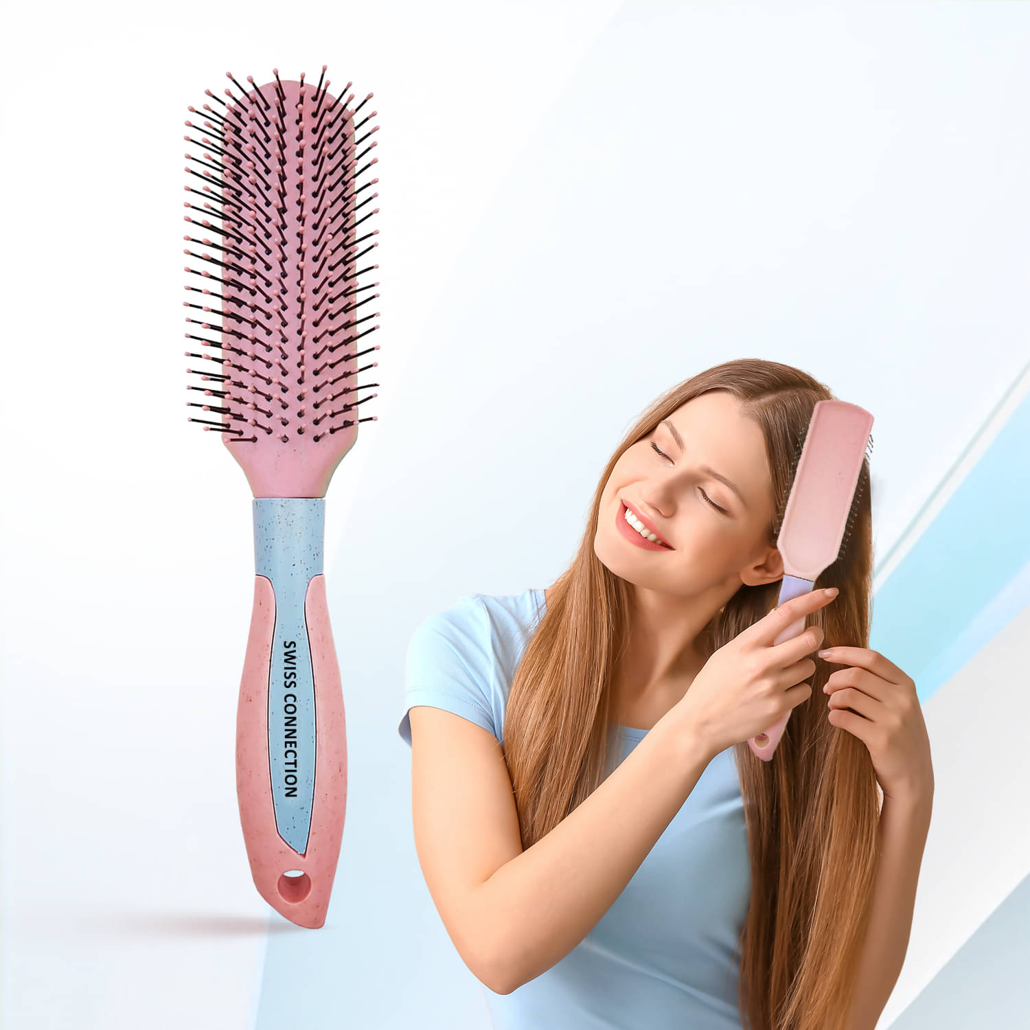     			Swiss Connection Flat Brush For All Hair Types ( Pack of 1 )